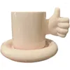 カップソーサークリエイティブ面白いセラミックミルクカップピュアカラー面白いハンドルブリークコーヒーマグラウンドディッシュホームジュースドリンクウェア食器