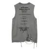 Men's Tank Tops Hip Hop Fashion Print Loose Ripped Hole Sleeveless T-Shirt Harajuku Vintage Tees Shirts Vest