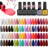 Kits lnwpyh Gelnagellack Set 36 Farben halb dauerhaft UV LED Gel Lack Maniküre Set Einweichen Nagel Lacks Basismantel Deckmantel