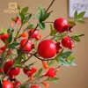 Party Decoration 1PC Simulation 5 Heads Pomegranate Fruit Home Living Room Year's Red Bonsai Artificial Flowers