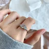 Cluster Anneaux STL European et Américain S925 STERLING Silver Zircon Luxury Inware Simulation Full Carbon Diamond Ring Wedding