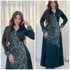 Vêtements ethniques Moyen-Orient Islamique Muslim Muslim Fashion Diamants Abaya Robe de soirée satin Dubaï Arabe Open Front Robe