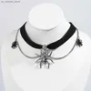 Hänge halsband vintage svart färg läder krage gotisk spindel hänge flerskiktskedja klappa choker halsband kvinnor jerwelry240408