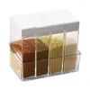 Opslagflessen Kruidendoos en container Clear 4 Compartiment Spice Shaker -potten met dienbladcontainers voor peperzoutsuiker