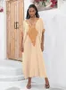 Vestidos casuais 2024 Mulheres de grandes dimensões pretas Robe bordado Kaftan Bohemian Vacation Dress Dress Swimsuit