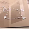 100% 925 Sterling Silver Heart Ankle Pendant Beaded Foot Jewelry Summer Beach On Bracelets For Women Leg Chain 240408