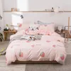 Beddengoed sets evich lichtroze set met aardbeienpatroon schattig 3 stks voor meisjes kinderen multi-size high-end quilt cover home textiel