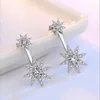 Stud -oorbellen Real 925 Sterling Silver Sweet Star Shiny CZ voor vrouwen Fashion Korean Long Ear Line Party sieraden DA2540