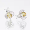 Studörhängen kvinnors naturliga granatinsekt Topaz 925 Silver Ear Studs 2024 Fashion Jewelry