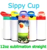 12oz Sublimation Straight Sippy Cup Drinking tumblers Bounce Cups Children DIY Blank white 6 colors Water Bottles Kid Coffee mugs 4466488