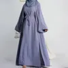 Abbigliamento etnico Donna musulmana Set 2 pezzi aperti ABAYA Sleeveless Abito hijab abito abbinato abito Dubai Turchia Kimono Islamic
