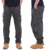 Mense Casual Cargo Pants Zipper Multi-Pocket Tactical Military Army Straight Loose Trousers Male Overalls Elastic Waist Pants 240403