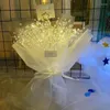 Decorative Flowers Artificial Bouquet With Acrylic Bead Drop Home Decor INS Gypsophila Light Permanent Flower DIY Handmade For Friend