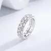 Cluster anneaux stl zhenchengda 2024 Produit arrangement irrégulier complet ring diamant zircon pure argent européen et américain mode