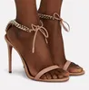 Aquazzur femme sandale talons hauts écraser la chaîne nikki sandales en cuir en cuir de la chaîne de la chaîne de la cheville robe de fête de mariage