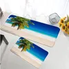 Baignoire Tropical Ocean Scenery Kitchen tapis tapis ensemble Palm Palm Ship Ship Boat Natural Paysage antidérapant Tapis de sol