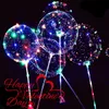 1020 Pcs LED Bobo Balloons Handle Luminous Transparent Helium Ballons with String Lights Party Birthday Wedding Festival Decor 240328