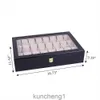 24 Slots Wooden Case Watch Display Box for Men Women Glass Top Collection Box Jewelry Storage Organizer Holder Storage Gifts (16.7 x 11.42 x 3.15 Black)