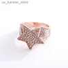 Cluster Anneaux Milangirl New Hip Hop Rock Five Star Ring For Mens Luxury Women Rancy Zircon Pentagonal Ring For Womens Wedding Party240408