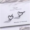 Stud Earrings Lovely Tiny Heart Round Shaped Epoxy Resin Zircon Fashion Sier Plated Ear Accessories Jewelry For Women Girls Drop Deliv Otpmj