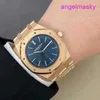 AP Wristwatch pour les dames Royal Oak Series 15202or Mens Watch Blue Disc 18K Rose Gold Business Loissine Automatic Mécanical Watch Date 39 mm Set complet