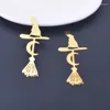 Charms 10pcs Christmas Brass Filigree Hollow Out Golden Moth Leopard Head Mushroom Broom Witch Stainless Steel Pendant