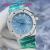 AP mechanische Handgelenkwache Royal Oak Serie 15550st Ice Blue Plate Precision Stahl Automatische Mechanik Womens Watch 37 mm Komplett Set