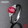 Anelli a grappolo Zdadan 925 Womens Fashion Wedding Gioielli in argento Round Sapphire Ring240408