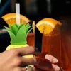 Disposable Cups Straws 6 Pcs Plastic Strawberry Pineapple Drinking Bottles Luminous Beverage