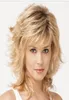 スタイリッシュなミディアムフラッフィーストレート合成グレースフルブロンド女性用の優雅な金髪のキャップレスウィッグ4526783