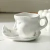 Tazze tazze da caffè in ceramica con aspetto metallizzato in argento forma da tè regalo creativo per amici belli