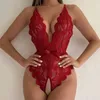 Beha's stelt crotchless rood sexy ondergoed vrouwen kant holle bh set erotische kostuumjurk Deep v open boog transparante lingerie