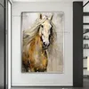 Portret konia Pomarańczowy Brown Animal Olej obraz płótna Ściana Ręcznie malowane zwierzęce malarstwo na płótnie do domu w hotelu do salonu wystrój sypialni