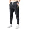 Summer Mens Casual Fashion Simple Nine-point Pants Loose Sweatpants Ultra-thin Waist Trousers