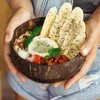 Миски кокосовое деревянное смузи будда салат из чаши с устойчивыми подарками