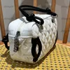 Vintage Luxury Design Leather Diamond Women's Bowling Bag Utsökta väska som hänger lyxig hårdvara avtagbar metallkedja Enkel axel Crossbody Tote -kortväskor 21