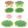 Trädgårdsdekorationer 1 Set Lovely Frog Figurine ADORABLE LOTUS STATUE Ornament Figurines