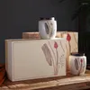 Teaware sets avancerade keramiska te kan boxas tom fuding vit grön svart universell förpackning gåva