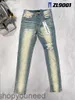 Jeans Men Púrpuras Jeans Mujeres Pantalones Púrpuras Jeans High Street High Street Purple Retro Pintura Pies delgados Micro elásticos Hip-Hop Zipper Holper