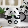 Canecas Creative Panda Coffee Cups com caneca de cerâmica de tampa para meninas crianças café da manhã leite de leite xícara de escritório em casa presentes