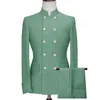 Herrenanzüge Anzug doppelte Breast Bräutigam Stand Revers Customized Outfit Jacke Hose 2-teilige Set Formale Hochzeits-Smoking