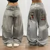 Jeans femminile americano vanate popolari jeans a largo gamba dritta donne y2k New Street Hip Hop Fashion Joker mopping pantaloni sciolti Denim Trousersl2403