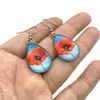 Boucles d'oreilles en peluche 2024 Hoop Ginkgo feuilles art peinture crochet verre cabochon en acier inoxydable bijoux