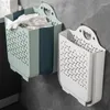 Laundry Bags Large-capacity Wall-mounted Hamper Household Folding Clothes Storage Basket Plastic Dirty Basket.