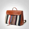 Backpack Autumn Winter Webbing Spelling Cowhide Canvas Shoulders Striped College Style Fashion Large Capacity Women's Bags