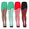 Women Socks Christmas Striped Tights Full Length Thigh High Stocking For Party Makeup Prom Decoration Cosplay Costume