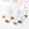 Rompers 5 Pairs / Lot 0-1y Baby chaussettes pour bébés chaussettes d'été solides pour filles en coton Migne NOUVEAU-né chaussettes de bébé accessoires L47