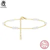 Orsa Jewels 14K Gold 925 Sterling Silver Natural Pearls Chain Anklets for Women Fashion Foot Bracelet Ankle Straps Jewelry SA36 240408