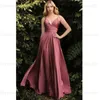 Party Dresses A-Line Homecoming Graduation Dress 2024 V-hals Spaghetti Rems Side Split Chiffon Formal Evening Prom Glowns Golvlängd