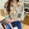 Chemises décontractées de chemisiers pour femmes pour les femmes à manches longues à manches longues à manches longues vintage à imprimé floral camisas e blusas féminina